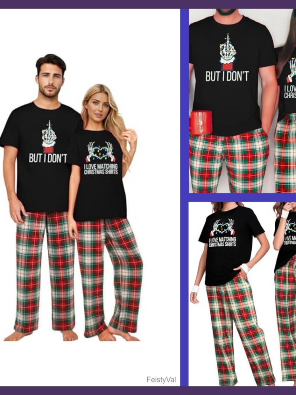 Christmas Matching Pajama Set Couples Holiday Cotton Blend Sleepwear